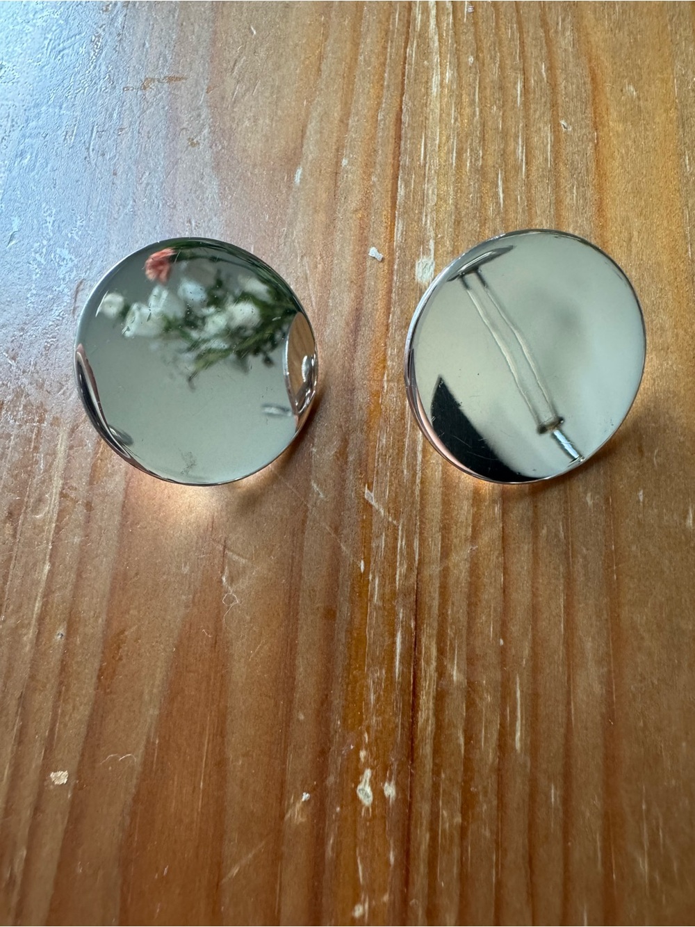 Vintage Coro Signed Silver Tone Disc Clip On Earrings Pat 2809501 1"